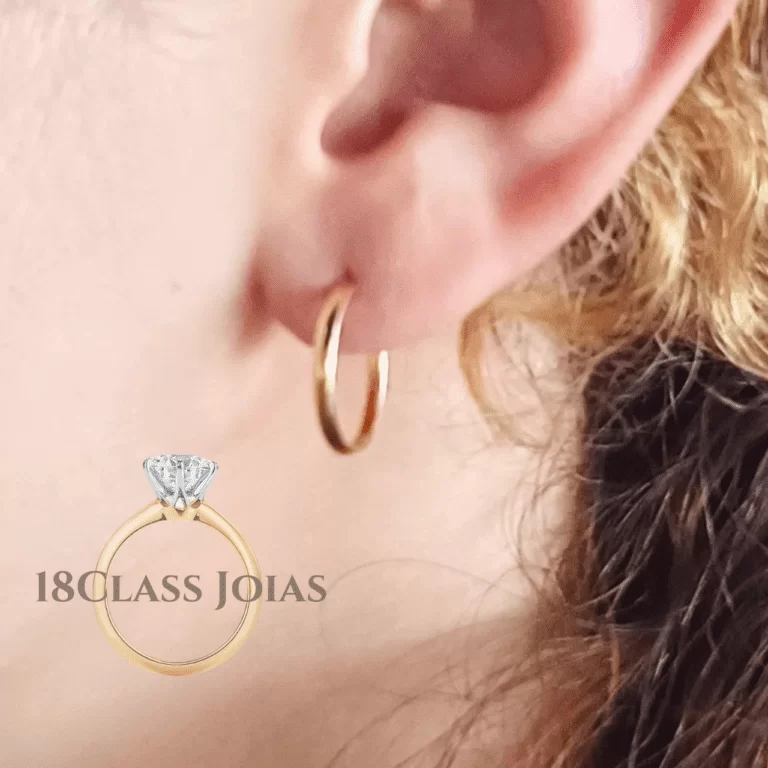 Par Brinco Argola  em Ouro 18k - 1,7cm - 1,07 gr