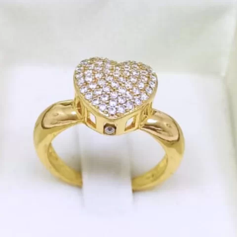 Anel Chuveiro Coração em ouro 18k com 46 Diamantes Naturais - 5,2 gramas