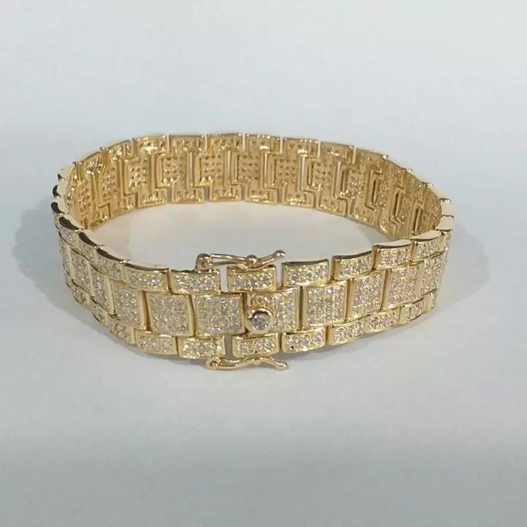 Bracelete Pulseira em Ouro 18k estilo Elo Rolex com 416 Diamantes (4,87 quilates) - 45 gramas
