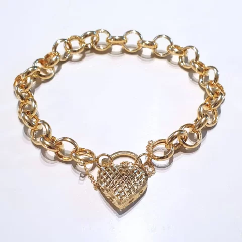 Pulseira Ouro 18k Elo Português Grande Fecho Cadeado Gigante