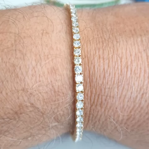 Riviera Masculina Alta Moda em Ouro 18k com 60 Diamantes de 10 pontos cada - 20 cm - 14,9 gramas