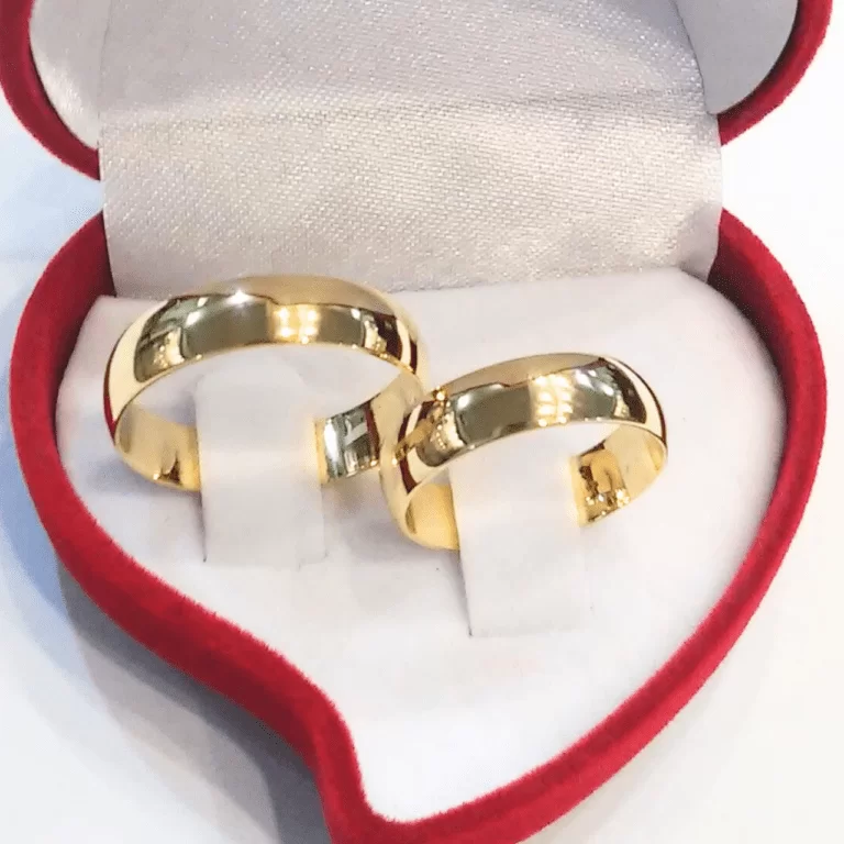 Par Alianças Boleadas Clássica  em Ouro 18k - 10 Gramas
