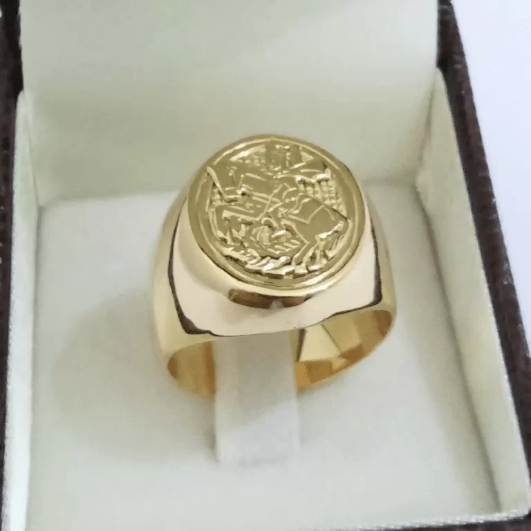 Anel Masculino Ouro 18k - Oval Grande - São George - 15 Gramas