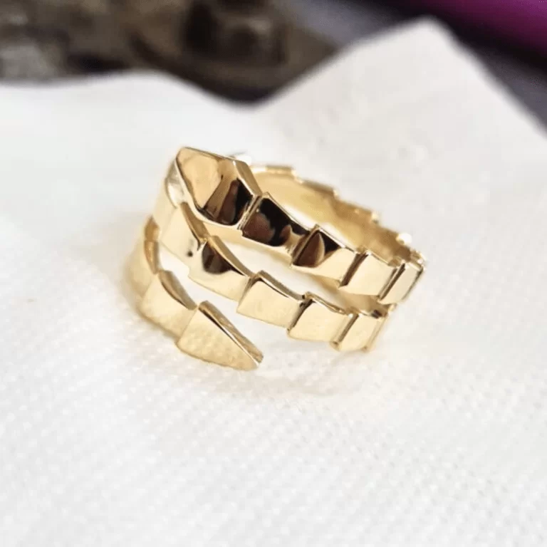 Anel Serpentes em Ouro Amarelo 18k Maciço - Estilo Bulgari - Alta Moda