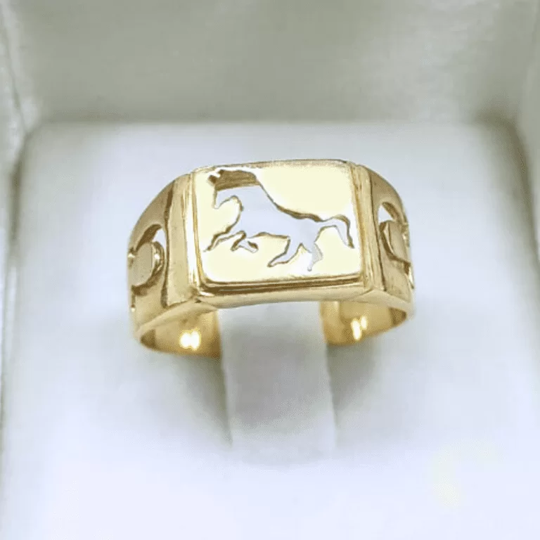 Anel Masculino em Ouro Maciço 18k - Cavalo Vazado - 7,8 gramas