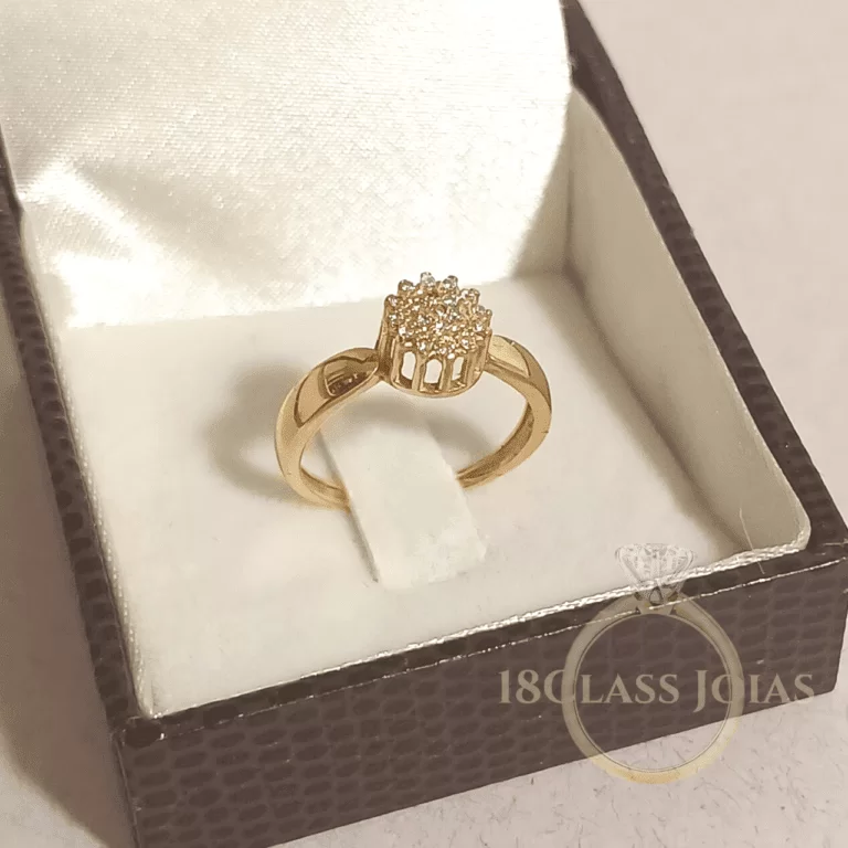 Anel Chuveiro  em Ouro 18k - 2,4 gramas - 19 Zircônias