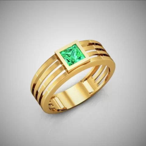 Anel Unissex em ouro 18k - pedra central quadrada de 5mm - 3,2 gramas
