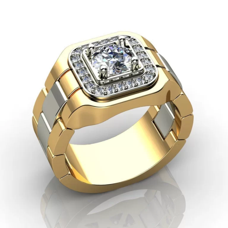 Anel Masculino "State of Art" em Ouro Amarelo e Branco 18k - Alta Moda - Famoso Designer Internacional