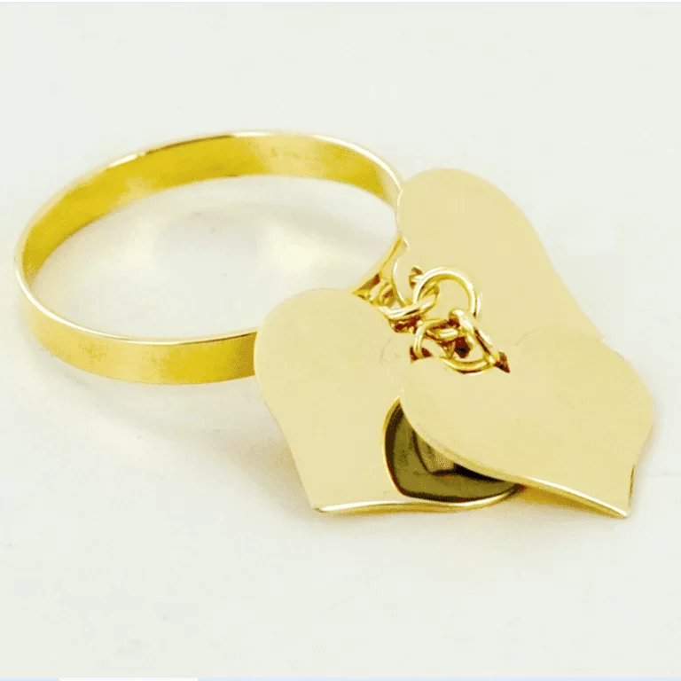 Anel com 3 Corações Pingentes em Ouro 18k - 3,5 gramas