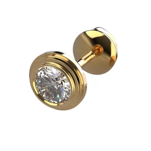 Brinco Unissex de Alta Joalheria em Ouro Maciço 18k com Diamante de 20 Pontos - Unidade