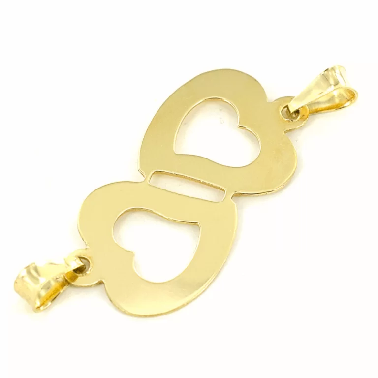 Pingente Duplo em Ouro 18K - Dois Corações a Dividir - 1,5 gramas