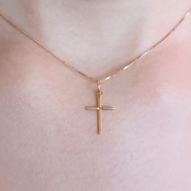 Pingente Cruz Crucifixo Palito em Ouro 18k