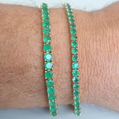 Par de Riviera em Ouro maciço 18k com Esmeraldas - 31 gramas