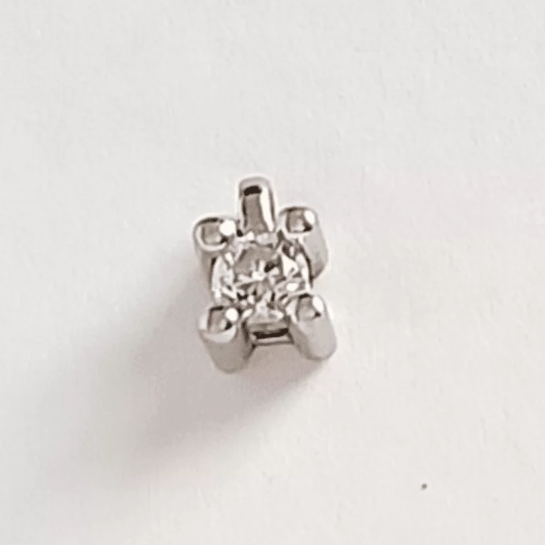 Pingente Ponto de Luz em Ouro Branco 18k com Diamante Natural de 8 pontos