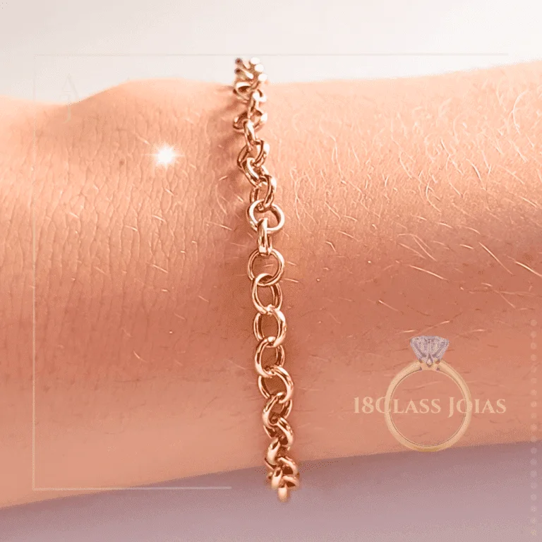 Pulseira Portuguesa Clássica  em Ouro 18k - 18,5 Cm - 1,8 Gramas