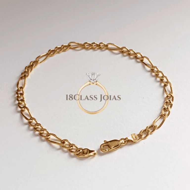 Pulseira Elo Grumet 3x1 Espelhada Fecho Mosquetão - Ouro 18k - 6,5 Gramas