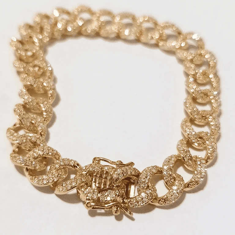 Pulseira Alta Joalheria em Ouro 18k com 700 Diamantes Naturais - 21 gramas