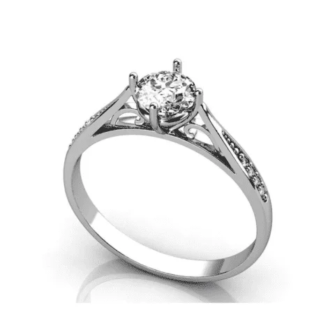 Anel Solitário Ouro Branco 18k - 9 Diamantes  - 2,4 gramas - 29 Pontos